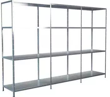 Schulte Steck-Grundregal mit 2 Anbauregalen 180x260x50cm 12 B&ouml;den verzinkt 340kg