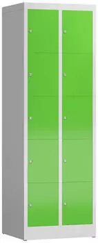 Steelboxx Schließfachschrank 10 Fächer 180x60x50cm, lichtgrau/gelbgrün (X-520525)