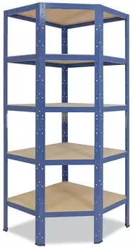 Shelfplaza Eckregal 180x70x40cm 5 B&ouml;den Metall Blau 175kg Traglast (4218400715C)