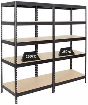 Proregal Rivet Schwerlastregal 2er-Set 180x90x60cm 250kg schwarz (MRK34-25)