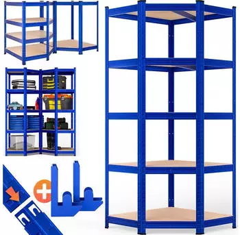 Monzana Eckregal Schwerlastregal 180x70x40cm 875kg, Blau, 5 MDF-Platten (109721)