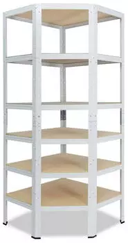 Shelfplaza Eckregal 180x60x30cm 6 B&ouml;den 145kg Traglast Wei&szlig; (4318300616C)