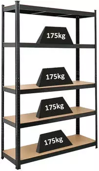 Proregal Ragnar Schwerlastregal 180x120x40cm, 875kg Gesamtlast, Schwarz (PR_RD1-14)