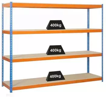 Proregal Wood Yeti Four Schwerlastregal 200x150x60cm 400kg Blau-Orange (PR_RS20-12)