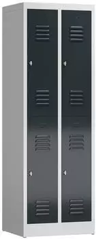 LÜLLMANN ClassiX Garderobenschrank 2 Abteile doppelstöckig lichtgrau/anthrazitgrau (X-520228)