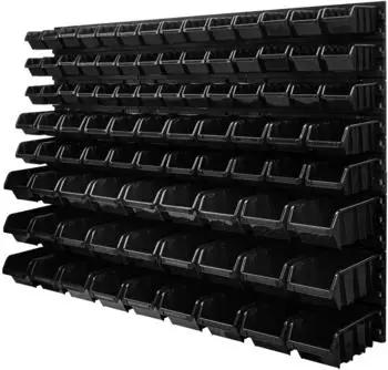 Botle Werkzeugwand 1158x780mm mit 91 Stapelboxen Kunststoff, Schwarz (KOM-ITBNN400x6-MIX13)