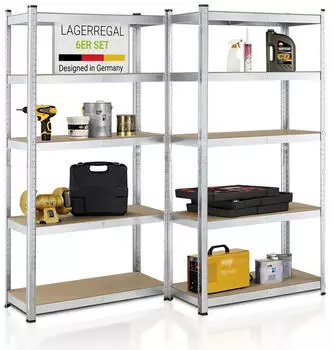 Juskys Lagerregal Basic 6er-Set, Metall, 180x90x40cm, 5250kg (21096996)