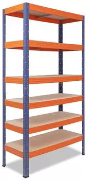 Shelfplaza PRO Schwerlastregal Metall 200x90x50cm blau-orange 6 B&ouml;den (51120500926)
