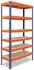 Shelfplaza PRO Schwerlastregal Metall 200x90x50cm blau-orange 6 Böden (51120500926)