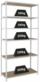 Proregal Giant Muli Schwerlastregal 250x120x40cm 6 Fachb&ouml;den 200kg Wei&szlig; (PR_RS8-23)