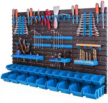 Botle Werkzeugwand 115x78cm 23 Stapelboxen Kunststoff Blau (ITBNN600x4-U2110-MIX62-NIE)