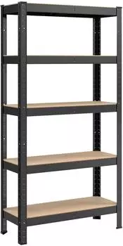 Songmics Schwerlastregal 5 Ablagen 30x75x150cm 650kg Stahl, Schwarz (GLR030B21)