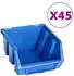 vidaXL Behälter-Set für Kleinteile mit Wandplatten 48-tlg. Blau/Schwarz (150805)