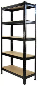 MonsterShop T-Rax Lagerregal Stahl 75x30x150cm 5 B&ouml;den, Schwarz