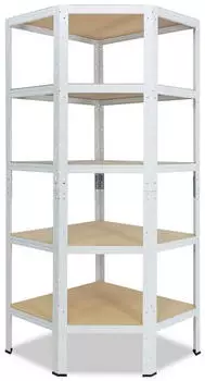 Shelfplaza HOME Eckregal Stahl wei&szlig; 200x70x45cm 5 B&ouml;den 175kg Traglast (4320450715C)