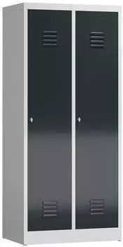 LÜLLMANN ClassiX Garderobenschrank 2 Abteile S/W-Trennung 180x80x50cm lichtgrau/anthrazitgrau (X-515128)