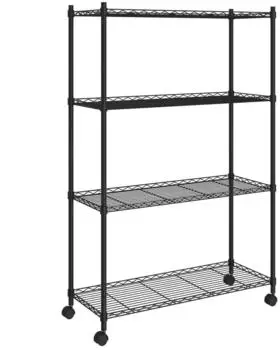 vidaXL 4-stufiges Lagerregal mit Rollen 90x35x142cm, 200kg, Schwarz (324628)