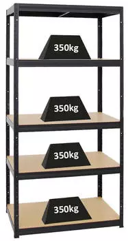 Proregal Slim Elephant M Schwerlastregal 5 Ebenen 180x90x60cm 350kg Schwarz