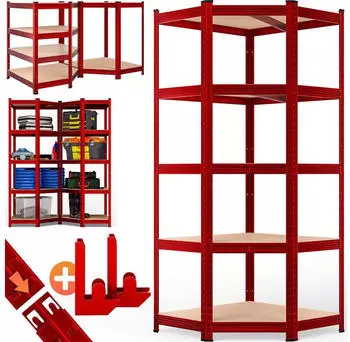 Monzana Schwerlastregal Eckregal 180x70x40cm 875kg 5 MDF-Platten Rot (109722)