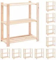 vidaXL Lagerregale 3 B&ouml;den 10 Stk. 80x38x90cm Massivholz Kiefer 150kg
