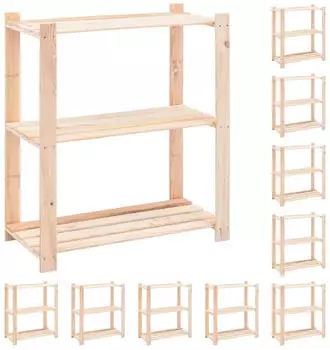 vidaXL Lagerregal 3 B&ouml;den 80x38x90cm Massivholz Kiefer 150kg (10er-Set)
