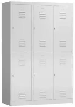 Steelboxx ClassiX Spind XL 3 Abteile 6 Fächer 1800x1200x500mm Lichtgrau (X-523230)