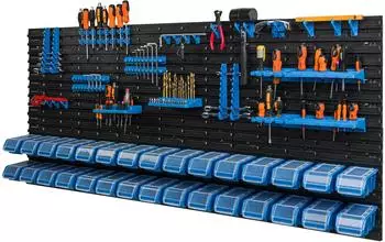 Botle Wandregal mit 30 Stapelboxen & Deckel, Kunststoff, 173,3x78cm (KOM-ITBNN600X6-U2120-NPKL6-MIX124)