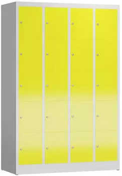 Steelboxx Schließfachschrank Stahl 20 Fächer 180x120x50cm lichtgrau/zinkgelb