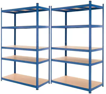 ECD Germany Werkstattregal 2er Set Blau Metall 200x100x60cm (875kg)