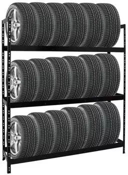 Proregal Tiger XL Reifenregal 3 Ebenen bis 21 Reifen 300kg Fachlast, Schwarz (Tiger XL)