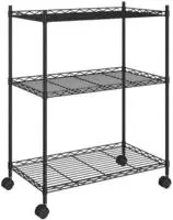 vidaXL Lagerregal mit 3 B&ouml;den und Rollen 60x35x81 cm Schwarz 150 kg