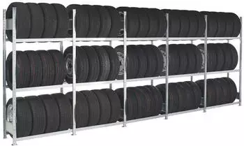 Schulte Container-Regalset f&uuml;r 20"-Container 2000x11752x400mm verzinkt 14 Felder 3 Reifenebenen (20980)