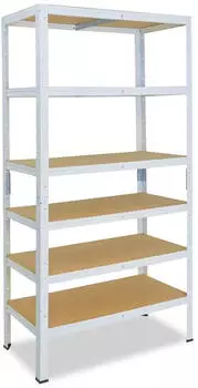 Shelfplaza HOME Schwerlastregal Metall wei&szlig; 230x120x23cm 6 B&ouml;den 145kg (4323231216)