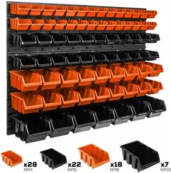 Botle Wandregal Lagersystem 115x78cm, 75 Behälter (KOM-ITBNN600x4-MIX11)