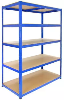 MonsterShop T-Rax Schwerlastregal Stahl 5 Ebenen 120x60x180cm Blau