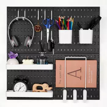 VEVOR Stecktafel-Wand-Organizer 28x28cm 4er-Set Kunststoff Schwarz (Pegboard Kit B4)