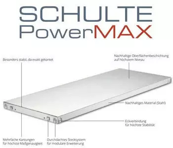 Schulte Steck-Grundregal und Anbauregal wei&szlig; 200x160x35cm, 10 B&ouml;den (PowerMAX)