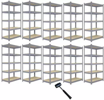 MonsterShop Q-Rax Metallregal 5 Böden 90x50x180cm Grau (5055986106104)