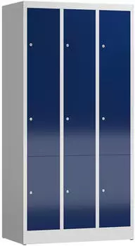 Steelboxx ClassiX Schließfachschrank 9 Fächer, 3 Abteile, lichtgrau/enzianblau (X-520331)