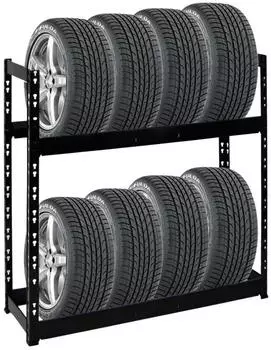 Proregal Tiger Reifenregal 2 Ebenen, 8 Reifen, 100x110x35cm, Schwarz (RT24-02)