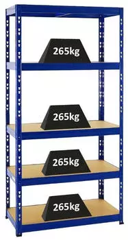 Proregal Tiger Schwerlastregal 5 Ebenen 180x90x45cm 265kg Fachlast Blau (RT1-02)