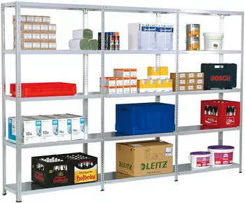 REGALWERK RUDI Schraubregal Fachbodenregal 150kg 2000x1285x400mm 5 Stahl-Fachböden (B5-21512-40)
