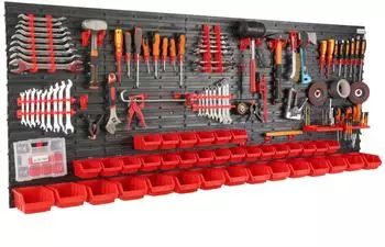 Botle Werkzeugwand Wandregal 200x80cm 37-tlg. Schwarz/Rot Kunststoff (KOM-ITBNN400x10-U2100-10ETBW2-ERG)
