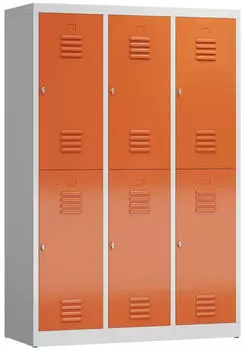 Steelboxx ClassiX Spind XL 3 Abteile 6 Fächer 1800x1200x500mm Lichtgrau/Feuerrot (X-523234)