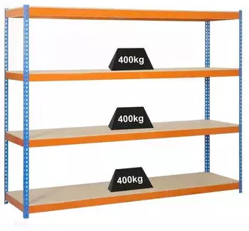 Proregal Wood Beast Four Schwerlastregal 200x240x90cm, 4 Ebenen, 400kg Fachlast (PR_RS14-39)