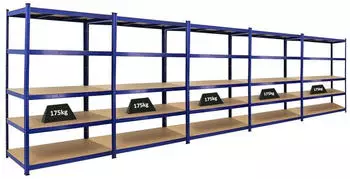 Proregal Taurus Schwerlastregal 5er-Set 180x120x60cm 175kg Blau (MRD21-04)