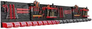 Botle 20 Stapelboxen Wandregal Kunststoff mit Deckel 230x39cm (KOM-ITBNN600X4-U2020-NPKL6-MIX1)