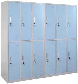 Mendler Boston Schlie&szlig;fachschrank Metall 12 F&auml;cher blau (T829)