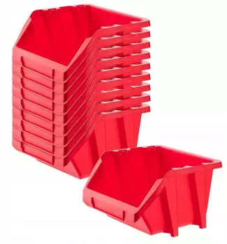 Kadax Werkstatt-Stapelkiste PP Kunststoff, Rot, 214x198mm, 10er Set (K6521)