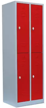 LÜLLMANN XL Garderobenschrank 2 Abteile doppelstöckig, lichtgrau/feuerrot, Stahl (521224)